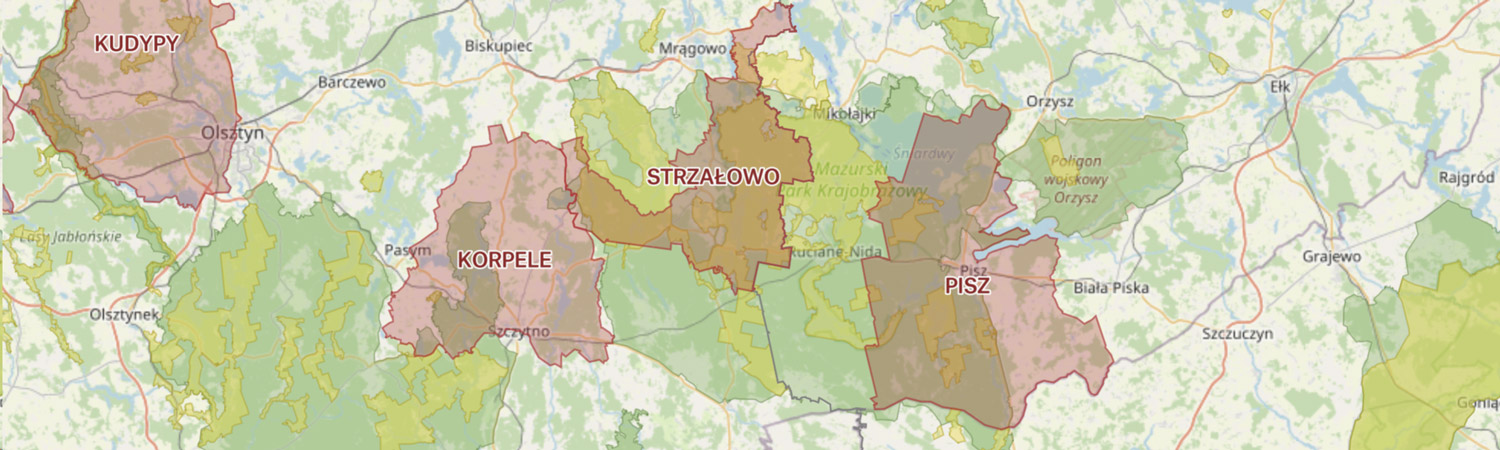 Mapa: nadleśnictwa z zakończonym PUL w 2023